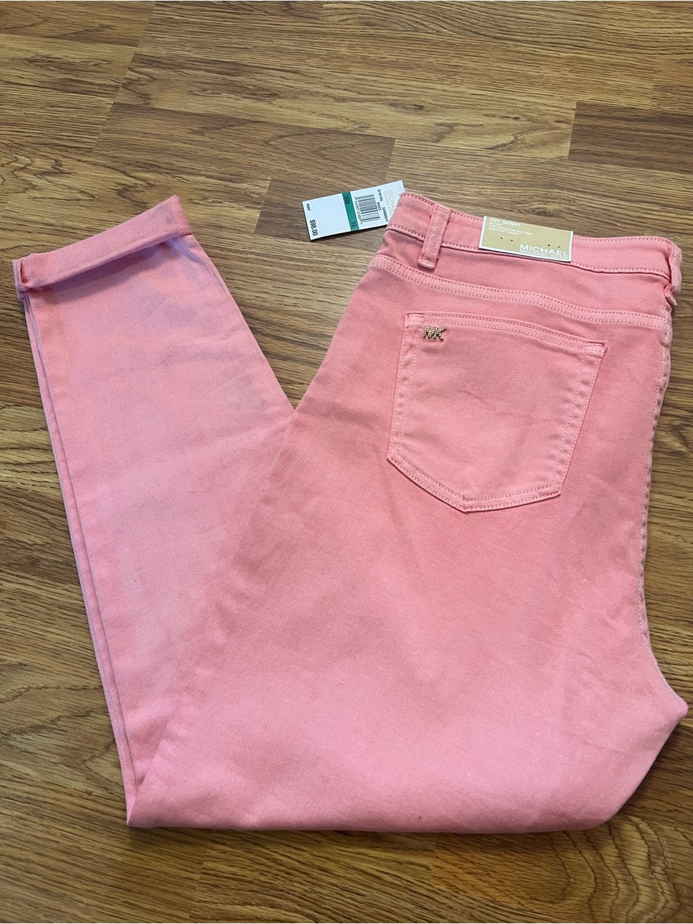 NWT Michael Kors Coral Pink Women's Izzy Mid Rise Skinny Jeans